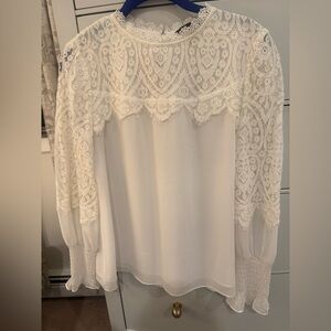 White House Black Market White Lace Blouse